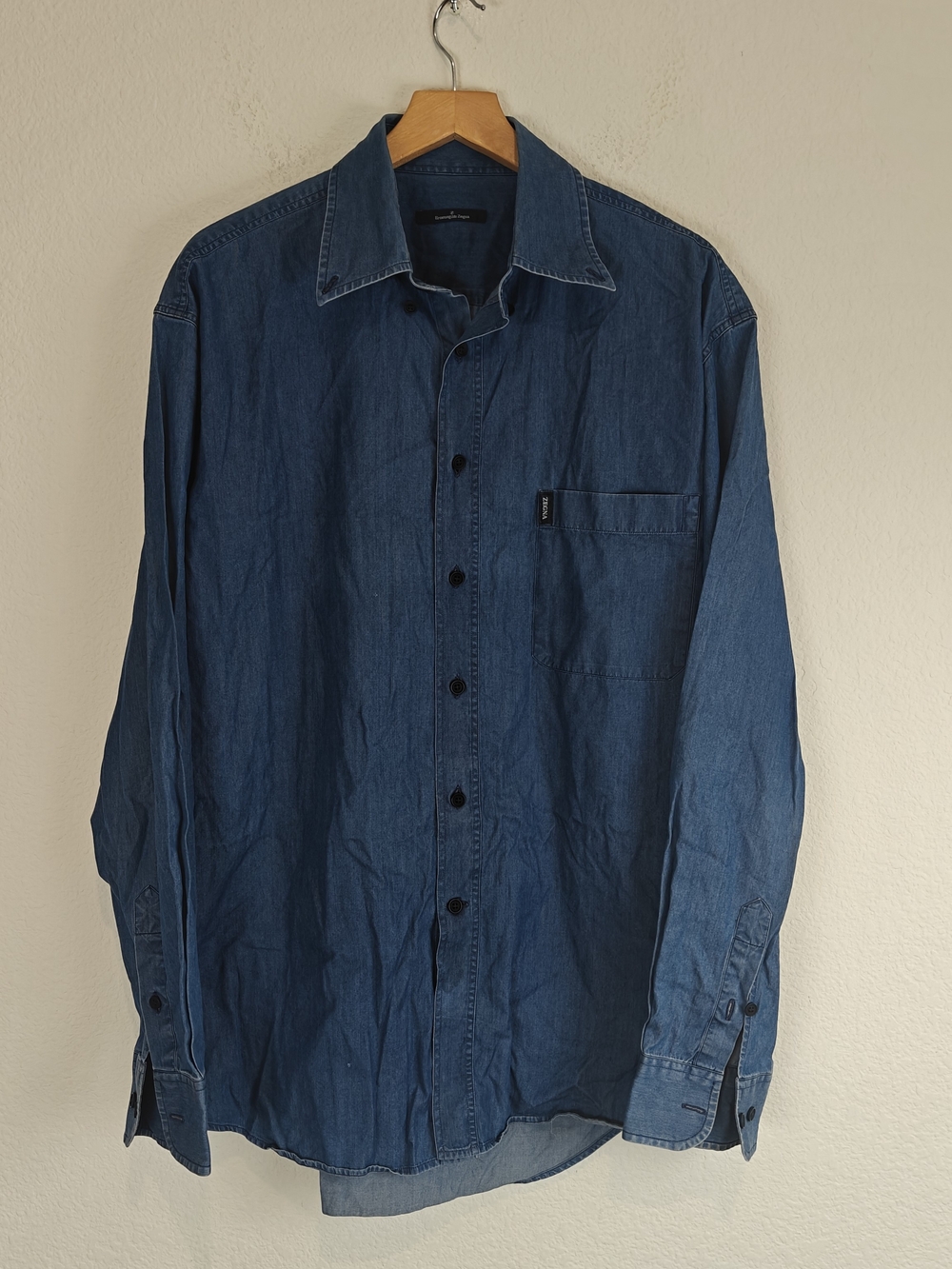 Ermenegildo Zegna Denim Button-Up Shirt Men's Luxury Workwear Cotton Utlity L